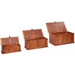 Storage Chests 3 pcs Solid Acacia Wood,Toy Box,Storage Basket,Retro Entryway Chest Bench Sturdy and Large Storage Trunk for Living Room Bedroom Easy Assembly