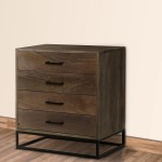 The Urban Port Storage Chest with 4 Drawers and Wooden Frame Gray and Black