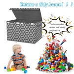 Toy Box Storage Chest Organizer Bins,Stuffed Animal Storage with Side Opening Lid and Two Sturdy Handles for Kids,Boys,Girls,Pets,Toddler 24.5"x13" x16"Grey with Lantern Printing