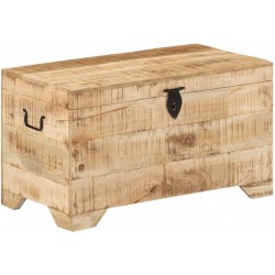 Toy Chest for Boys Storage Solid Rough Mango Wood Vintage Wooden Storage Box Storage Chest Trunk 28.7" x 15.4" x 16.1" by BIGTO