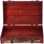 Treasure Chest Vintage Wooden Suitcase Portable Composite Wood Map Pattern Design Vintage Storage Chest | 37.5 x 23 x 13.5 cm |