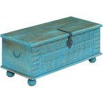 Unfade Memory Storage Trunk Wood Vintage Treasure Chest Large Blue 39.4"x15.8"x16.1"