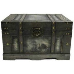 veveshop Old Distressed Black Fancy Storage Trunk Vintage Antique Style Chest Wood and MDF for Storing Treasured Items Store Office Supplies Craft Supplies Toys Jewelry 11 5 8x15 3 4x9 1 8 inch 1 pc.