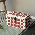 Vintiquewise Red and White Antique Pirate Style Storage Trunk with Lockable Latch and Handles