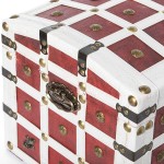 Vintiquewise Red and White Antique Pirate Style Storage Trunk with Lockable Latch and Handles