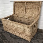 Wholestory Collective Handwoven Wicker 35" Banana Leaf Storage Trunk and Chest Toybox XL Organizers with Lid Natural Color with Handles