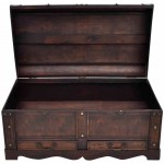 Wooden Treasure Chest Old-Fashioned Antique Vintage Style Storage Box Trunk Cabinet for Bedroom Closet Home Organizer Collection Furniture Decor,Brown 35.4 x 20 x 16.5 inch
