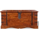 Wooden Treasure Trunk Storage Chest Old-Fashioned Antique Vintage Style Storage Box Trunk Cabinet for Bedroom Closet Home Organizer Collection Furniture Decor 35.4" x 15.7" x 15.7"