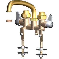 44 Rough Brass Laundry Faucet Compression Style Valves C-N-I Unions 8" Tube Spout with Threaded Legs