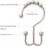 Amazer Shower Curtain Rings Rust-Resistant Metal Double Shower Hooks for Curtain Rolling Shower Curtain Hooks Rings Shower Rings for Bathroom Shower Curtain Rod  Nickel Set of 12 Rings