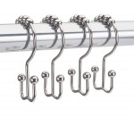 Amazer Shower Curtain Rings Rust-Resistant Metal Double Shower Hooks for Curtain Rolling Shower Curtain Hooks Rings Shower Rings for Bathroom Shower Curtain Rod  Nickel Set of 12 Rings