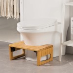 AmazerBath 7 Inches Bamboo Toilet Stool for Bathroom Collapsible Poop Stool Natural Color