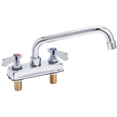 AmGood Deck Mount Kitchen Sink Faucet | 10" Swivel Spout | 4" Center | NSF | Commercial Kitchen Utility Laundry