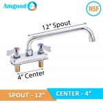 AmGood Deck Mount Kitchen Sink Faucet | 12" Swivel Spout | 4" Center | NSF | Commercial Kitchen Utility Laundry