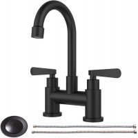 Black Bathroom Faucet Classic Style,4 Inches 2-Handle Basin Faucet Matte Black C2MB03124