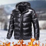 Cotton Coat Men Winter Padded Down Jacket Zip Up Leather Hoodie Parka Overcoat Warm Windproof Reflective Thermal Cardigan