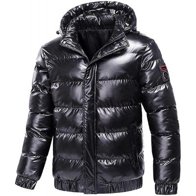 Cotton Coat Men Winter Padded Down Jacket Zip Up Leather Hoodie Parka Overcoat Warm Windproof Reflective Thermal Cardigan