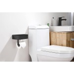 Day Moon Designs Matte Black Toilet Paper Holder with Shelf Flushable Wipes Dispenser and Storage for Bathroom Keep Your Wipes Hidden Out of Sight Stainless Steel Wall Mount Large