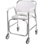 DMI Rolling Shower Chair Commode Transport Chair Rolling Bathroom Wheelchair for Handicap Elderly Injured or Disabled 250 lb. Weight Capacity White