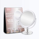 Fabuday Magnifying Makeup Mirror Double Sided 1X 10X Magnification Mirror Table Top Vanity Mirror for Home Bathrom Transparent