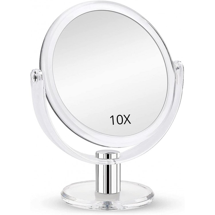 Fabuday Magnifying Makeup Mirror Double Sided 1X 10X Magnification Mirror Table Top Vanity Mirror for Home Bathrom Transparent