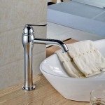 GUOCAO Tap Taps Copper Faucet Silver Chrome Mermaid High Single Hole Sitting Above Counter Basin Faucet and Cold Water Faucet
