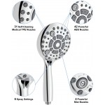 Handheld Shower Head SR SUN RISE 6-Settings 4.8 Inches High Pressure Shower Head with 2.45 Meter 96 Inch Long 304 Stainless Steel Shower Hose and Shower Arm Mount with Brass Ball Joint,Chrome