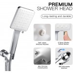 High Pressure Shower Head with Handheld Modern Square Handheld Shower Heads 6 Settings Detachable shower head with hose Change Settings Much Easier Than the Twist Ones Shower Accessories Chrome
