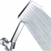 High Pressure Shower Head with Handheld Modern Square Handheld Shower Heads 6 Settings Detachable shower head with hose Change Settings Much Easier Than the Twist Ones Shower Accessories Chrome