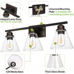hykolity 3-Light Vanity Light Fixture 5-Piece All-in-One Bathroom Set E26 Bulb Base Oil Rubbed Bronze Wall Sconce Lighting W  Glass Shads ETL Listed Bulb not Included
