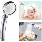 KAIYING Chrome High Pressure Handheld Shower Head with ON OFF Pause Switch 3 Spray Modes Shower Wand with Shut Off Button Removable Camper Shower Head with Hose and Adjustable Angle Bracket