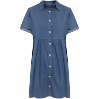 Kidyawn Casual Shirts Dress for Women V-Neck Lapel Short Sleeve Gowns Summer Beach Solid Button Skirt Knee-Length Dresses