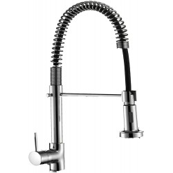 Laundry Utility Room Sink faucets with Pull Down Sprayer Spring Sink Faucet Low Lead Commercial Solid Brass Single Handle Single Lever Faucet Polished Chrome barFaucets 360° Rotating spout