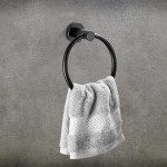 Marmolux Acc Matte Black Towel Ring | Modern Hand Towel Holder for Bathroom Wall | SUS304 Stainless Steel | Bathroom Towel Rack | Black Bath Hardware Set.
