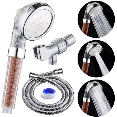 PRUGNA Filter Shower Head with Hose and Holder High Pressure & Water Saving Handheld Shower 3-Settings Filter Showerhead for Dry Hair & Skin SPA