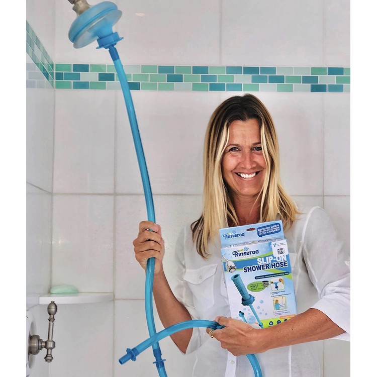 Rinseroo: Slip-on Handheld Showerhead Attachment Hose for Sink and Shower. No Installation Detachable Shower Head Sprayer. Fits Faucets Up To 6" Wide. Not For Tubs.