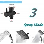 Shower Head with handheld High Pressure 8'' Rainfall Stainless Steel Shower Head Handheld Shower with ON OFF Pause Switch Combo with hose,Adhesive Shower Head Holder Square Matte Black …