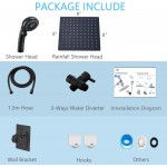 Shower Head with handheld High Pressure 8'' Rainfall Stainless Steel Shower Head Handheld Shower with ON OFF Pause Switch Combo with hose,Adhesive Shower Head Holder Square Matte Black …