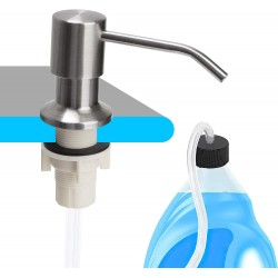 Soap Dispenser for Kitchen Sink and Tube Kit Brushed Nickel 47" Tube Connects Directly to Soap Bottle No More Refills
