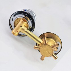 Solid Brass Screw Thread Intubation Cold & Hot Water Mixer Shower Faucet Tap 2 3 4 5 Output Diverter Round Shaped Knob Handle for Shower Cabin or Steam Room Intubation5way14.5cm