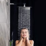 SR SUN RISE SRSH-F5043 Bathroom Luxury Rain Mixer Combo Set Wall Mounted Rainfall Shower Head System Polished Chrome Contain Faucet Rough-in Valve Body and Trim