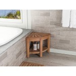 The Original Kai 15.5" Corner Teak Shower Bench with Shelf