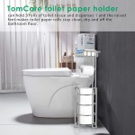 TomCare Toilet Paper Holder Upgraded Toilet Paper Stand with Raised Feet Metal Bathroom Accessories Tissue Paper Dispenser Free Standing Toilet Paper Roll with Storage Shelf Bathroom Storage Organizer