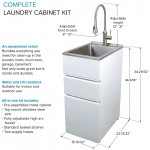 Transolid TC2D-1522-W All-in-One 15.5 in. x 22.4 in. x 34.9 in. Metal Drop-In Laundry Utility Sink and Cabinet in Gloss White