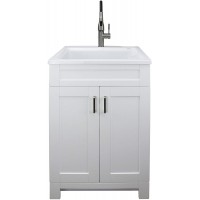 Transolid TCAS-2522-WC 25-in Laundry Cabinet with Acrylic Sink Stainless Steel High Arc Faucet White