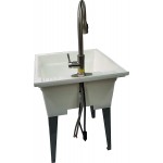 Wasserman Faucets T20WMS14B Laundry Utility White Tub 20 Gallon with Steel Legs-with SS Utility Faucet