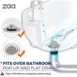 zaa Bathtub Drain Hair Catcher 2 Pack Silicone Collapsible Drain Protector for Pop-Up and Regular Drains of Bathtub Tub Shower Bathroom