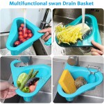 2 Pack Swan Drain Basket for Kitchen Sink Triangle Corner Kitchen Sink Drain Basket Leftovers Food Catcher Basket Blue
