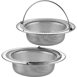 2 Pack Upgrade Kitchen Sink Strainer Sink Drainer Strainer 304 Stainless Steel Rust Free Fordable Handle 4.5 Inch Diameter