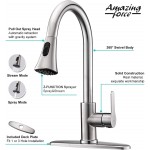 AMAZING FORCE Kitchen Faucet with Pull Down Sprayer Kitchen Sink Faucet Single Handle Kitchen Faucet Brushed Nickel Utility Sink Faucet for Laundry Sink Stainless Steel 1.8 GPM